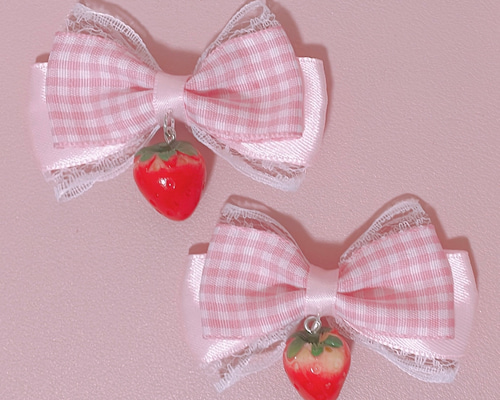 ヘアクリップリボン♡ピンクベージュ 王冠 パール 量産型