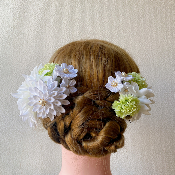 つまみ細工と造花の髪飾りセット(3) 4枚目の画像