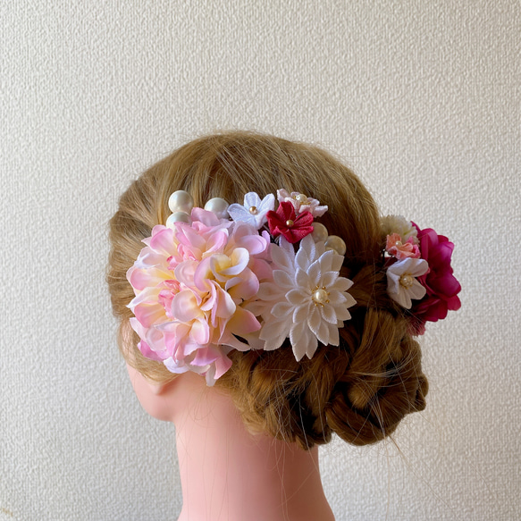 つまみ細工と造花の髪飾りセット(4) 2枚目の画像