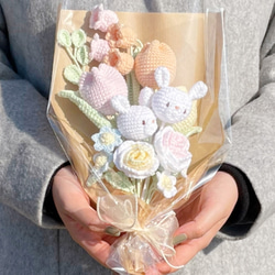 仲良しうさぎの編み物ニットブーケ アートフラワー sui-sui-obake 通販