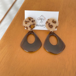 レオパード＆ブラック×おおぶりしずくプレート/ピアス/イヤリング 9枚目の画像