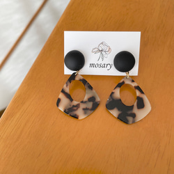 レオパード＆ブラック×おおぶりしずくプレート/ピアス/イヤリング 8枚目の画像