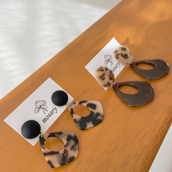 レオパード＆ブラック×おおぶりしずくプレート/ピアス/イヤリング 6枚目の画像