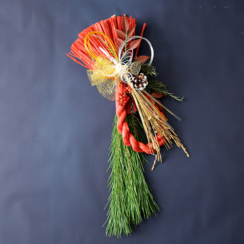 超早割お正月2026】フレッシュ若松の迎春しめ縄飾り50cm（鶴・赤）発送