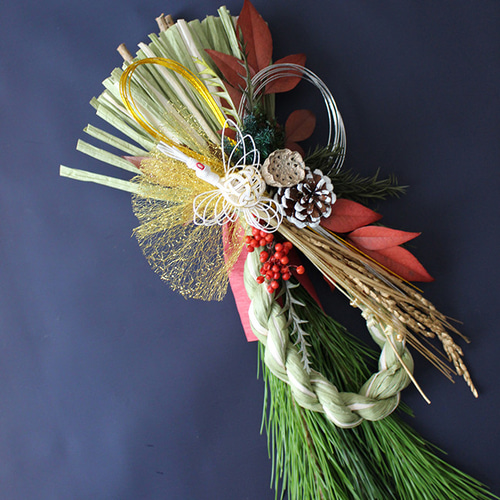 ＊専用＊迎春2021   正月用しめ縄飾り ⑤  (フェイク) HEADS/迎春しめ縄飾り-5(3個)/GS-SM5 - 花材通販はなどんやアソシエ