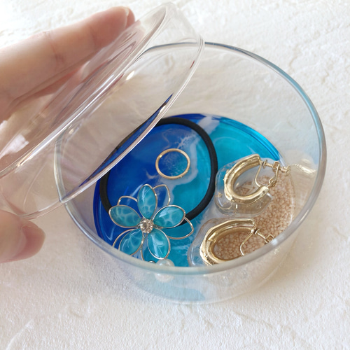 透明感抜群♪ヒトデが佇むさざ波が幻想的な海レジンアートの蓋付き