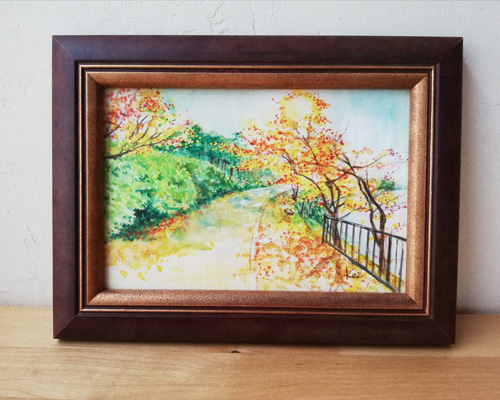 紅葉《水彩原画、額付き、送料込》 イラスト kei 通販 15125121