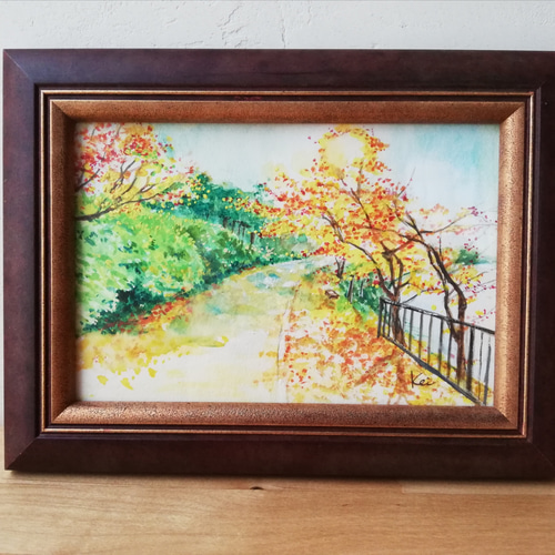 紅葉《水彩原画、額付き、送料込》 イラスト kei 通販 15125121