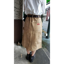 ワークパンツリメイクスカート ミディ丈スカート ワーク メンズライク スカート 4枚目の画像