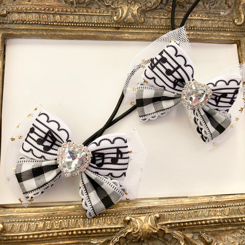 【ここあ☺︎ 】　入園入学　3点セット　リボン　ハート レッスンバッグ 入学 入園 3点セット リボン 日本製 ブラック 黒