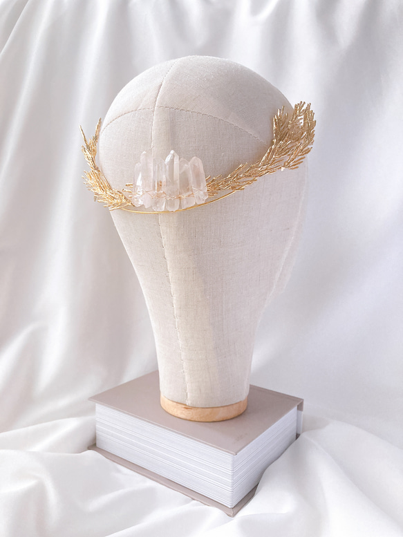 枝と水晶のヘッドドレス　ヘアアクセサリー　ティアラ　カチューシャ　結婚式　ブライダル　ウェディング　ナチュラル　 7枚目の画像