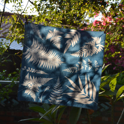 藍曬方巾 - 美蕨 Botanic Cyanotype Square Scarf - Ferns 第3張的照片