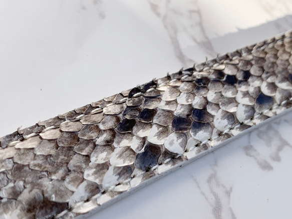 日本製　パイソン　ベルト　細幅　蛇革　ダイヤモンドパイソン　エキゾチックレザー 3枚目の画像