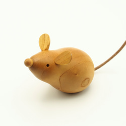 木製干支飾り ネズミ(子) 茶or白 6枚目の画像