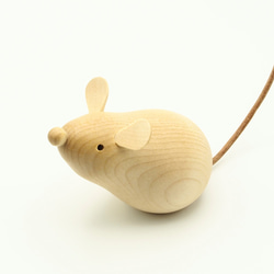 木製干支飾り ネズミ(子) 茶or白 7枚目の画像