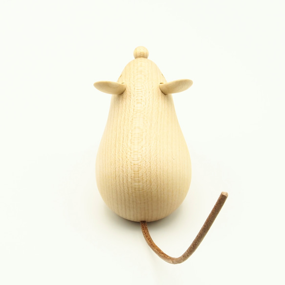 木製干支飾り ネズミ(子) 茶or白 9枚目の画像
