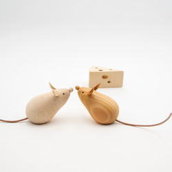 木製干支飾り ネズミ(子) 茶or白 12枚目の画像