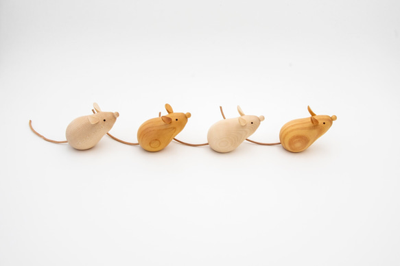 木製干支飾り ネズミ(子) 茶or白 13枚目の画像