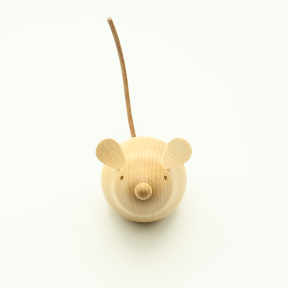 木製干支飾り ネズミ(子) 茶or白 3枚目の画像