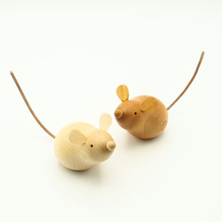木製干支飾り ネズミ(子) 茶or白 1枚目の画像