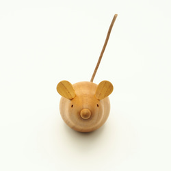 木製干支飾り ネズミ(子) 茶or白 2枚目の画像
