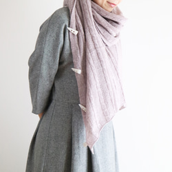 新色 [Lilac Ash] 100% cashmere cable knit 3way large stole♥ 第3張的照片