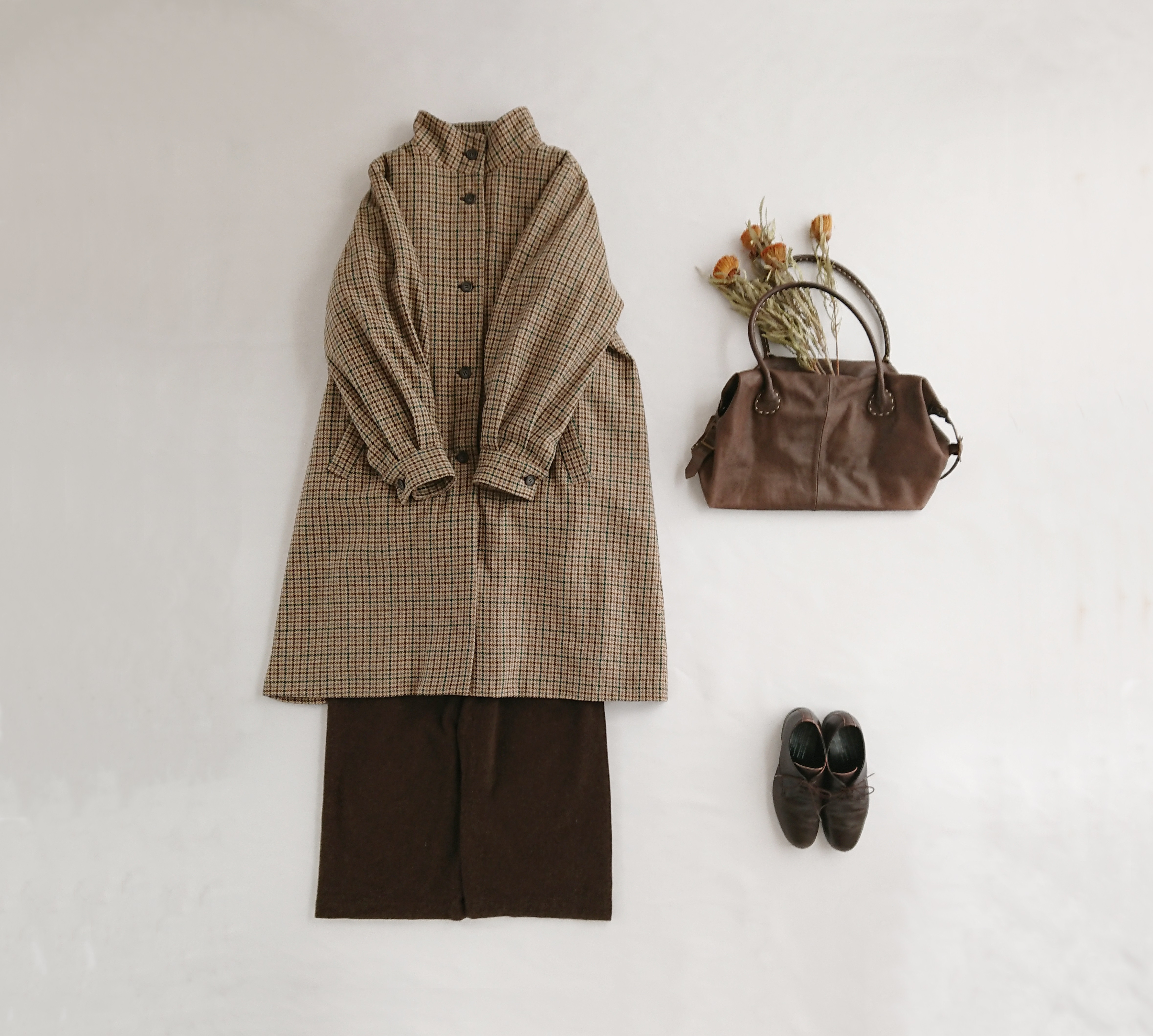 【40%off SALE】【一枚限定】ライナー付き　ハイネックコート （総裏付き）ガンクラブチェック