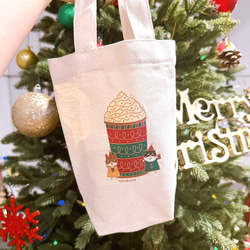 クリスマスギフト｜タフィーストーンフルーツラテのデイリーキャンバスドリンクバッグ（アイスダムカップ）手刷り 9枚目の画像