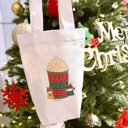 クリスマスギフト｜タフィーストーンフルーツラテのデイリーキャンバスドリンクバッグ（アイスダムカップ）手刷り 10枚目の画像
