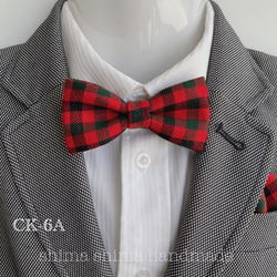 ベビーから大人の方まで☆蝶ネクタイ☆クリスマスカラー赤チェックS