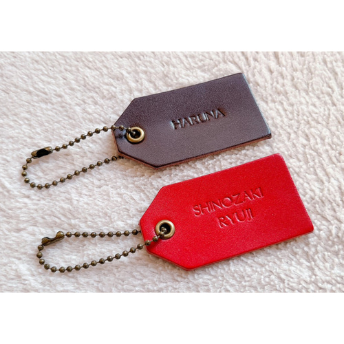 栃木レザー＊打刻印 Bigtagレザーキーホルダー 席札 プチギフト革 刻印