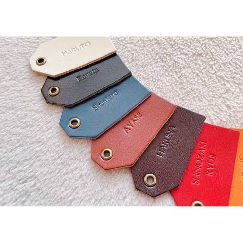 栃木レザー＊打刻印 Bigtagレザーキーホルダー 席札 プチギフト革 刻印