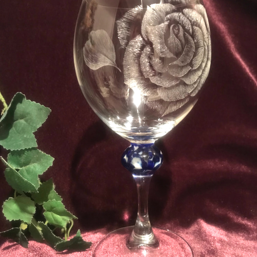 ☆専用　リクエスト薔薇のガラス細工　2セット　送料込 薔薇のワイングラス〜手彫りガラス〜 ワイングラス kinnohane 通販