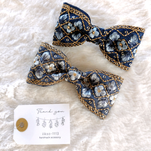 【3点SET】インド刺繍リボンのパッチンピン 新柄登場】インド刺繍リボンパッチンピン | Kulasukha(クラスカ)