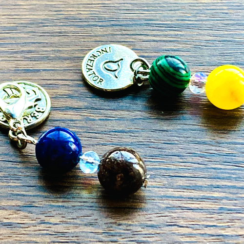 12星座の守護石を使用したミニサイズのチャーム、ストラップ！好きな