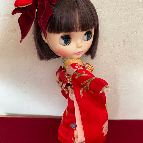 SALE】22cmドールさん着物 正絹振袖 0136 ブライス アイシー