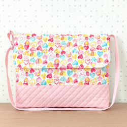 図書袋 ハートと鳩 ピンク/ショルダー/絵本袋/通園バッグ その他入園