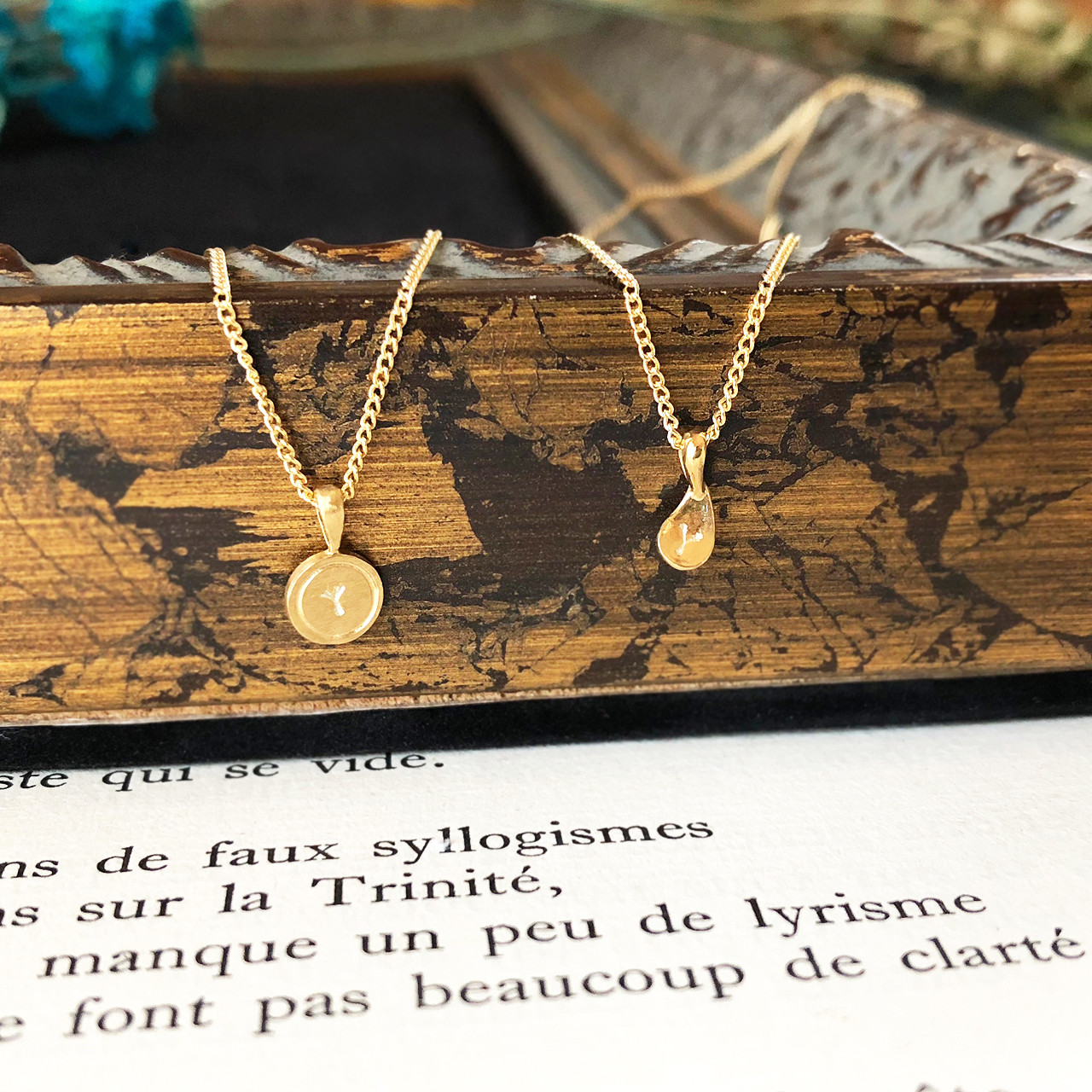 小ぶりスプーンの銀の匙ネックレス　　シルバー チェーン イニシャル 名入れ 刻印 ペンダント 真鍮 ジュエリー 40cm