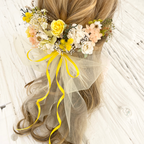 ミィモ様✨️御専用ヘッドドレス(2個) ミモザイエロー 髪飾り ヘッドドレス ヘッドドレス（アクセサリー