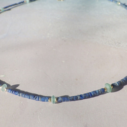 [十二月生日石] *14Kgf* Tiny Lapislazuli &amp; Roman-glass Necklace☆Lap 第6張的照片