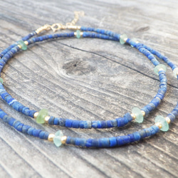 [十二月生日石] *14Kgf* Tiny Lapislazuli &amp; Roman-glass Necklace☆Lap 第13張的照片