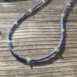 [十二月生日石] *14Kgf* Tiny Lapislazuli &amp; Roman-glass Necklace☆Lap 第7張的照片