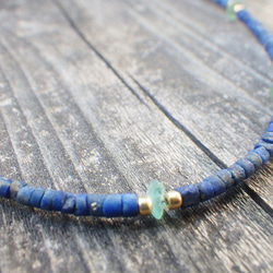 [十二月生日石] *14Kgf* Tiny Lapislazuli &amp; Roman-glass Necklace☆Lap 第11張的照片