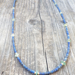 [十二月生日石] *14Kgf* Tiny Lapislazuli &amp; Roman-glass Necklace☆Lap 第12張的照片