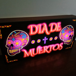 【Lサイズ】メキシカンスカル 死者の日 メキシコ カラベラ スカル 骸骨 ドクロ ネオン 看板 置物 雑貨 ライトBOX 2枚目の画像