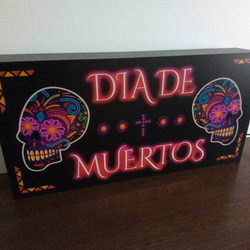 【Lサイズ】メキシカンスカル 死者の日 メキシコ カラベラ スカル 骸骨 ドクロ ネオン 看板 置物 雑貨 ライトBOX 3枚目の画像