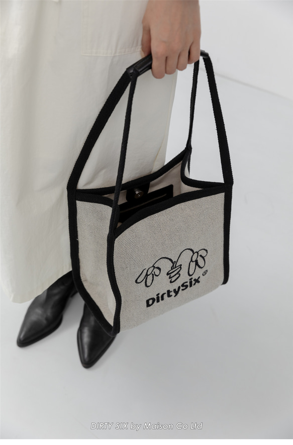 白黒グラフィティ ハイデル ランチバッグ 刺繍 キャンバス ショルダーバッグ 通勤 デート トートバッグ ショッピングバッグ 8枚目の画像