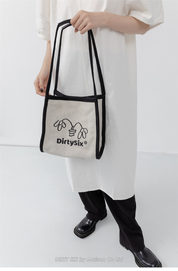白黒グラフィティ ハイデル ランチバッグ 刺繍 キャンバス ショルダーバッグ 通勤 デート トートバッグ ショッピングバッグ 10枚目の画像
