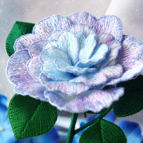 立体刺繍花『Goddess of Mirage 砂漠の薔薇』/ Blue 立体