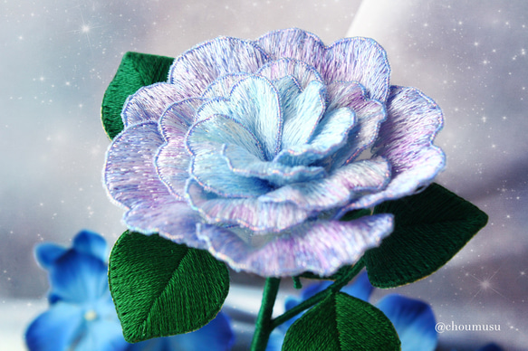 立体刺繍花『Goddess of Mirage 砂漠の薔薇』/ Blue 2枚目の画像